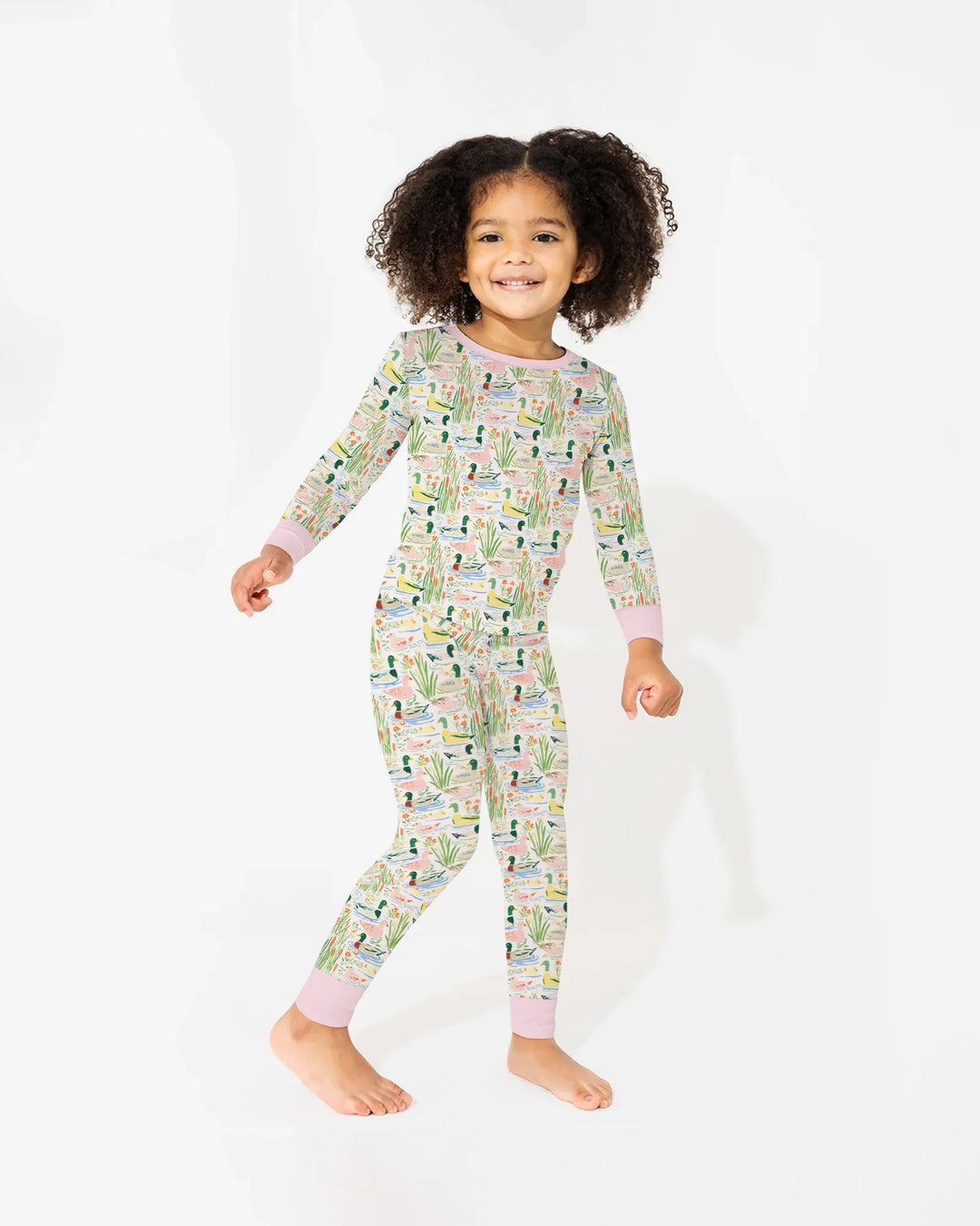 Whimsical Mallard Duck Bamboo Two Piece Long Sleeve Pajama Set