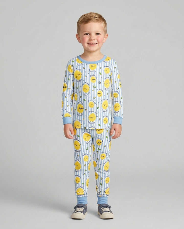 Easy Peasy Lemon Squeezy Custom Name Bamboo Two Piece Long Sleeve Pajama Set