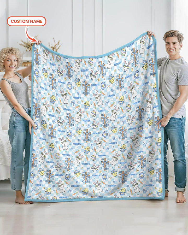 Custom Name Retro Easter Blanket