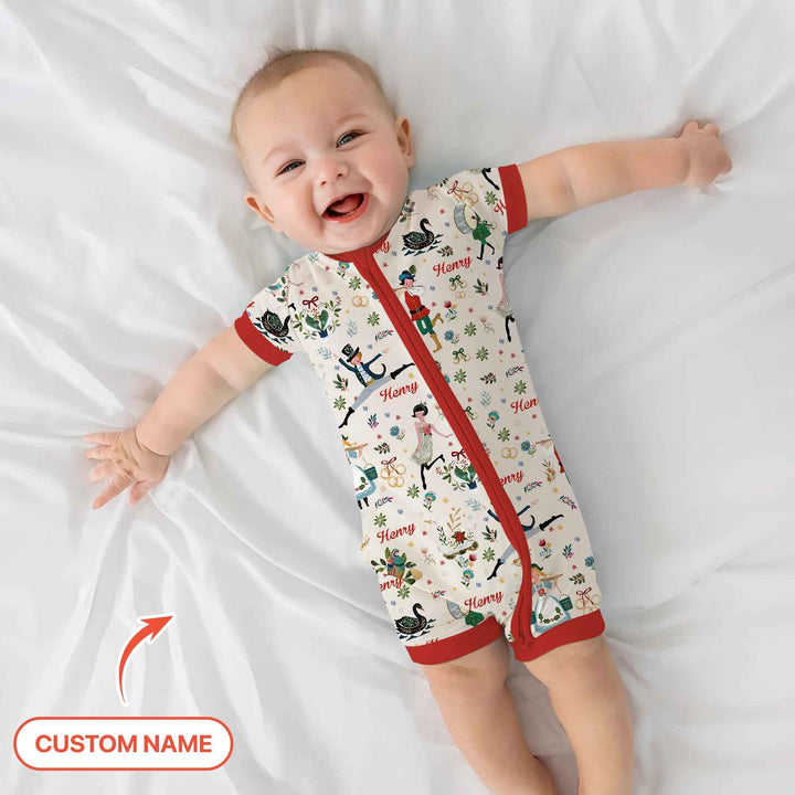 12 Days Of Christmas Custom Name Shorty Zippy , 12 Days Of Christmas Custom Name Shorty Zippy - 0-3M / Girl