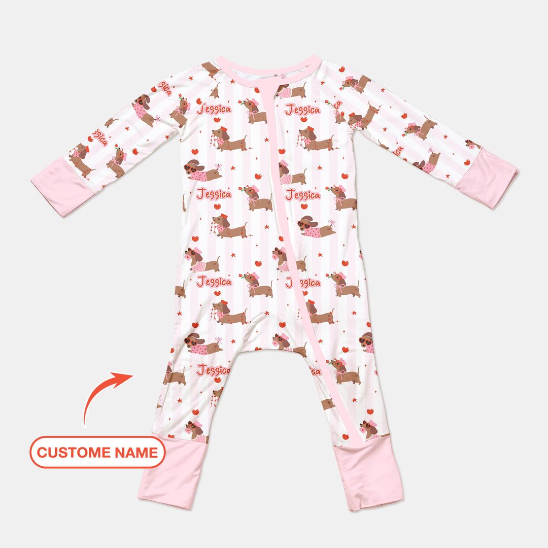 Custom Name Valentine Dachshund Family Matching Convertible Zippy