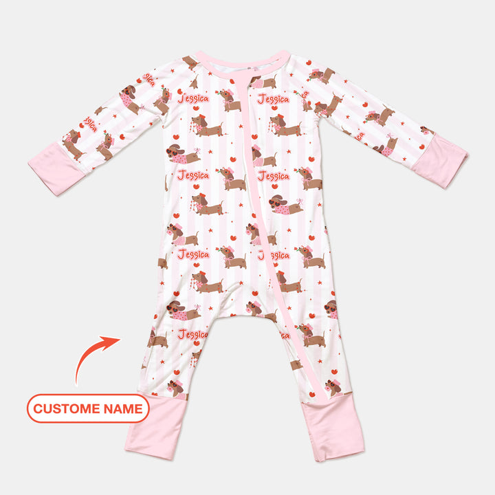 Custom Name Valentine Dachshund Family Matching Convertible Zippy