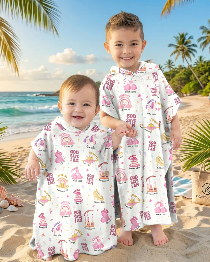 God Says I Am Girl Bamboo Swim Poncho