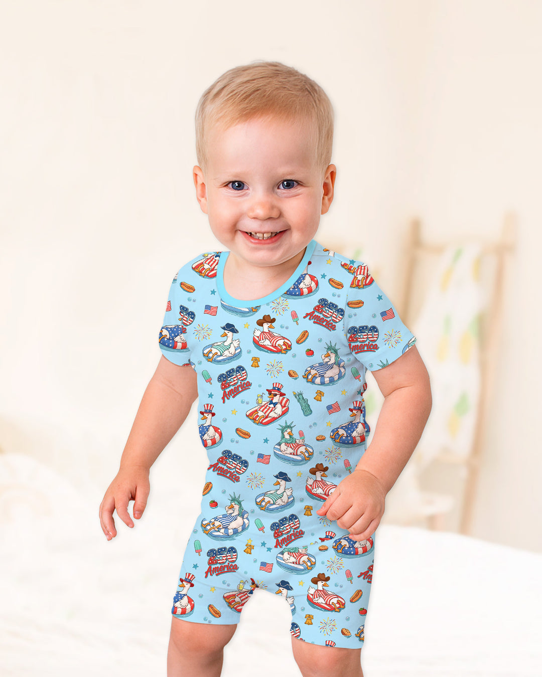 Schlafanzug-Set zweiteilig, kurze Ärmel, kurze Hose, Bambus