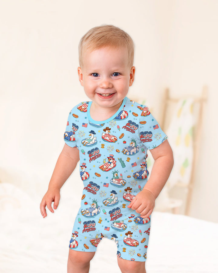 Schlafanzug-Set zweiteilig, kurze Ärmel, kurze Hose, Bambus