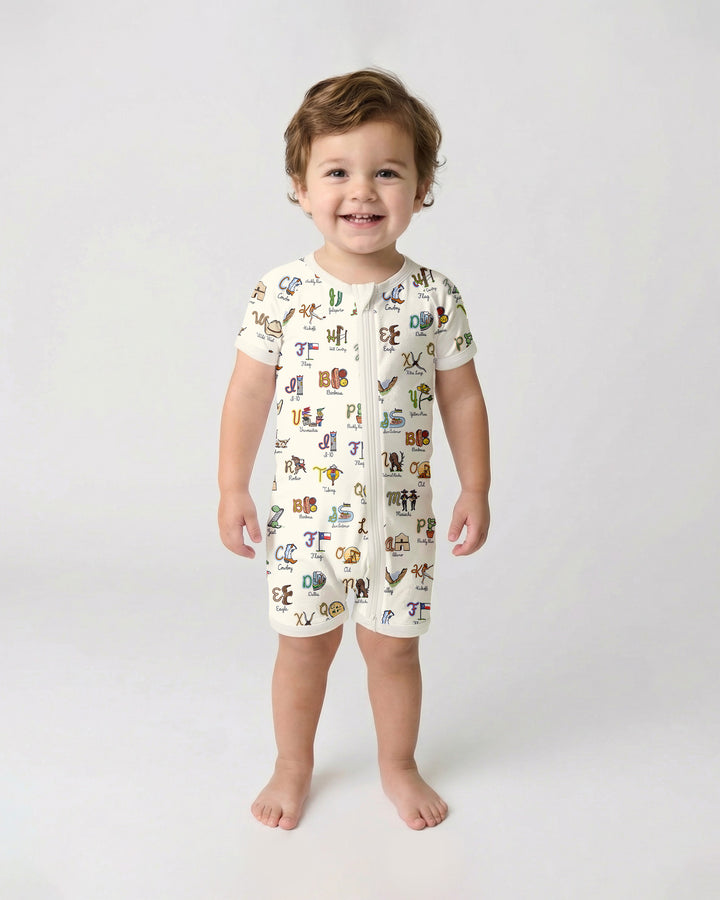 Texas Alphabet Bamboo Shorty Zippy