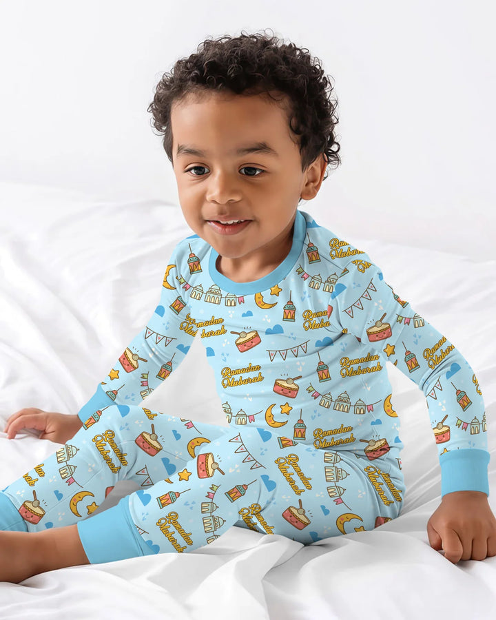 Ramadan Mubarak Two Piece Long Sleeve Pajama Set