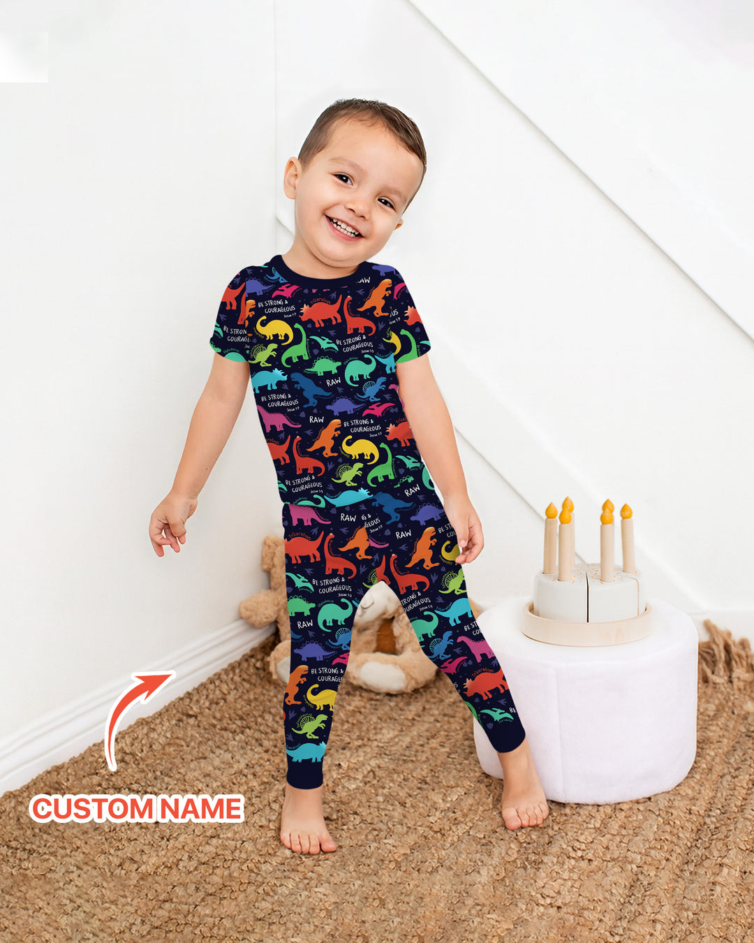 Conjunto de pijama de dos piezas de bambú de manga corta, plantilla personalizada