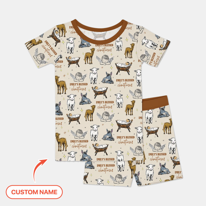 Zweiteiliges Pyjama-Set mit kurzen Ärmeln und Shorts im Sommer-Design
