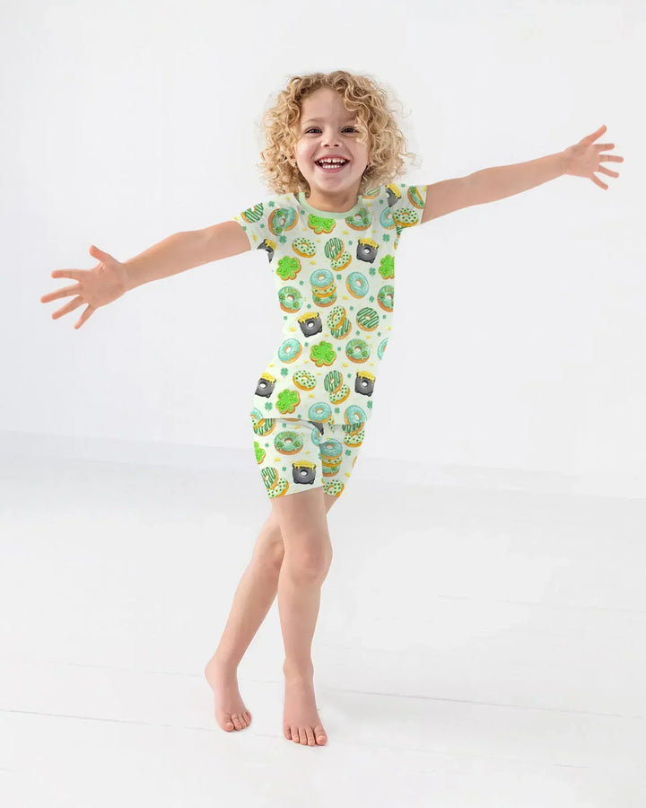 St. Patrick's Day Donut Two Piece Short Sleeve Shorts Pajama Set