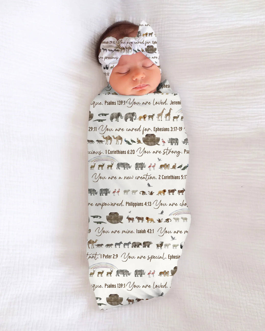 Biblical Noah's Ark swaddle blanket