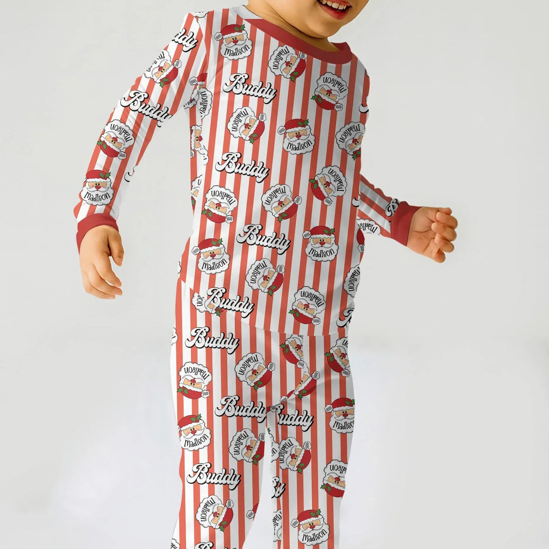Christmas Santa Claus Custom Name Buddy Two Piece Long Sleeve Pajama Set