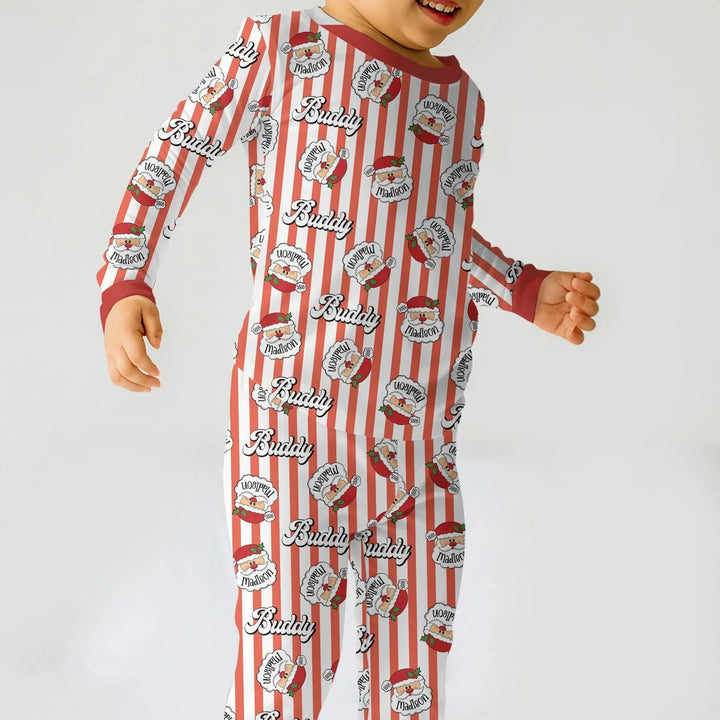 Christmas Santa Claus Custom Name Buddy Two Piece Long Sleeve Pajama Set