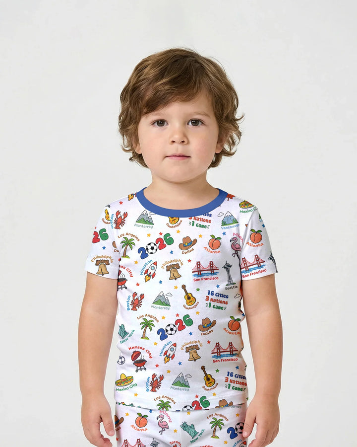 Soccer Cup Host Cities 2026 Bamboo Two Piece Short Sleeve Shorts Pajama Set