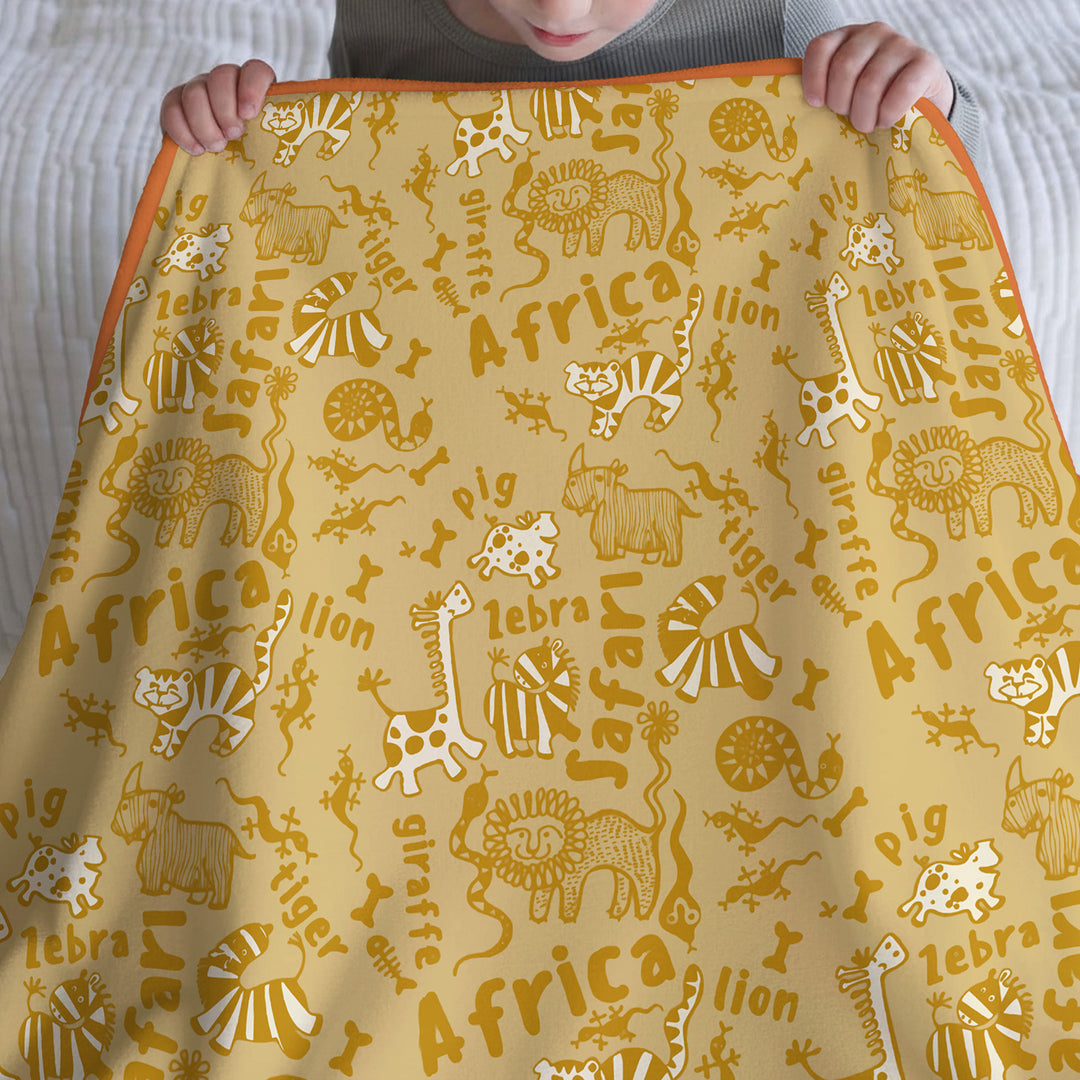 Handdrawn African Animals Toddler Blanket