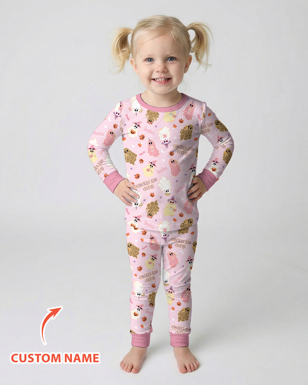 Pantasmas Mexican Halloween Custom Name Bamboo Two Piece Long Sleeve Pajama Set