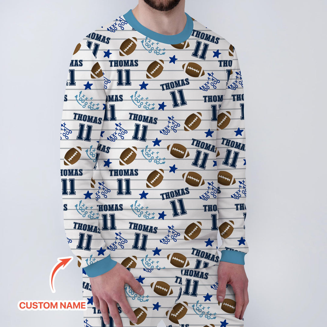 Custom Name Football Time Men's Pajama Set