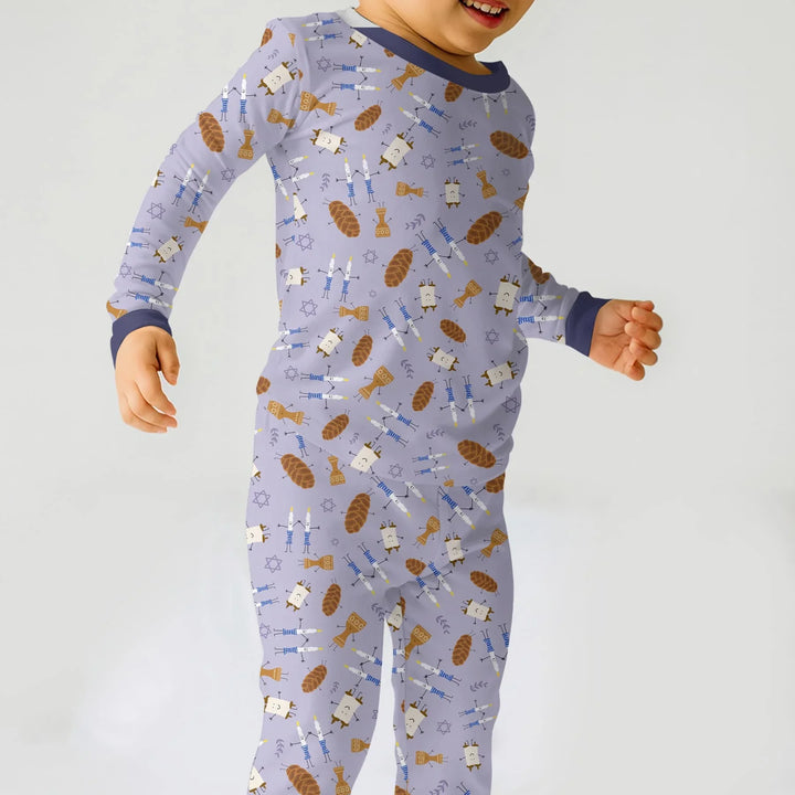 Shabbat Shalom Family Matching Two Piece Long Sleeve Pajama Set