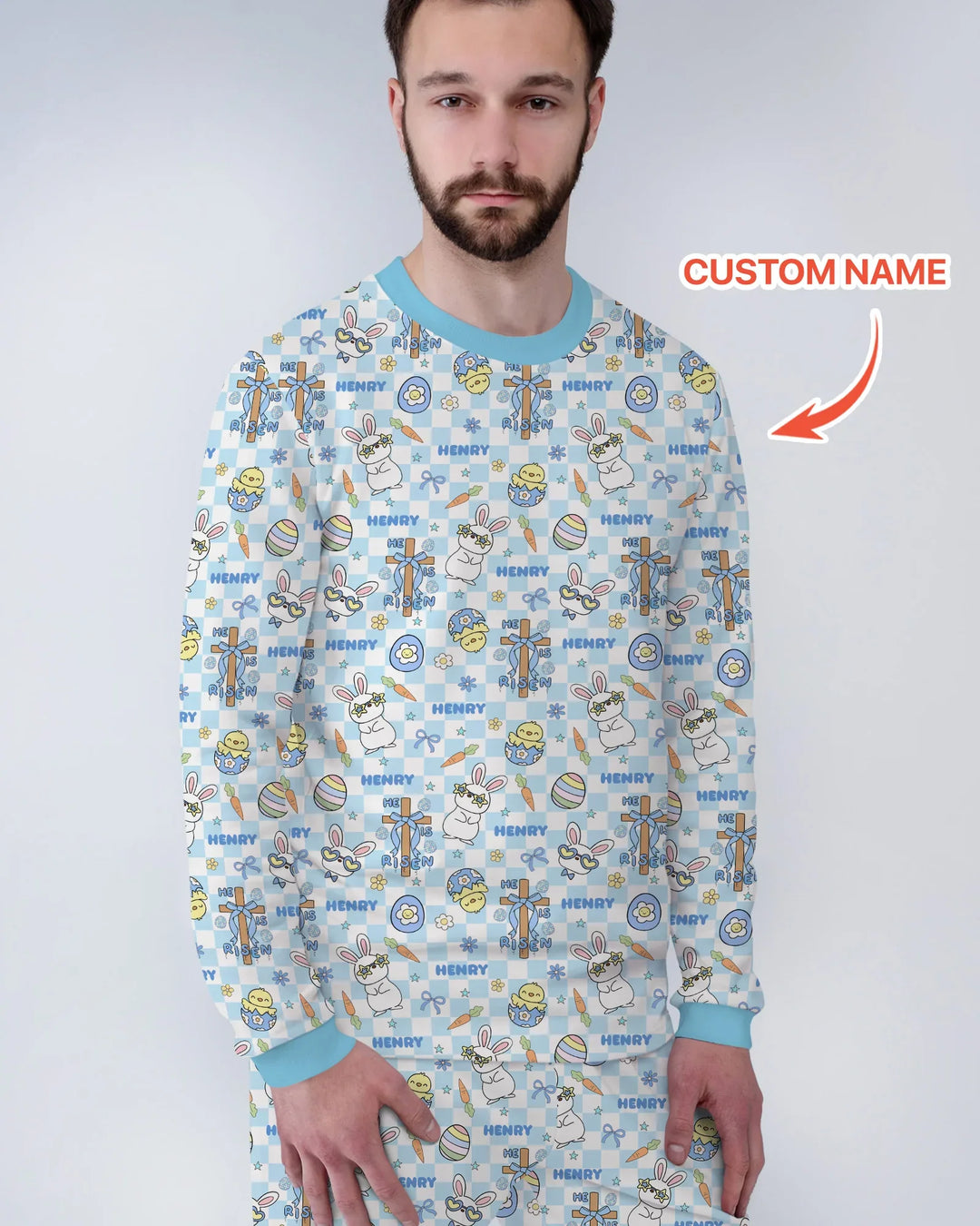 Custom Name Retro Easter Men's Pajama Set