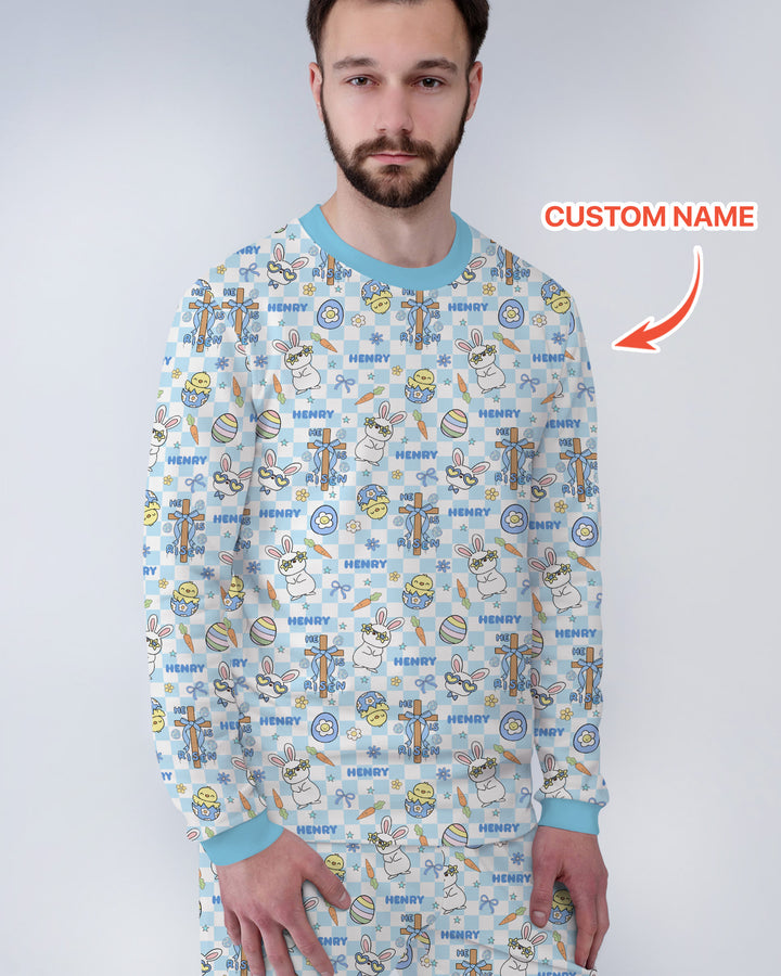 Custom Name Retro Easter Men's Pajama Set