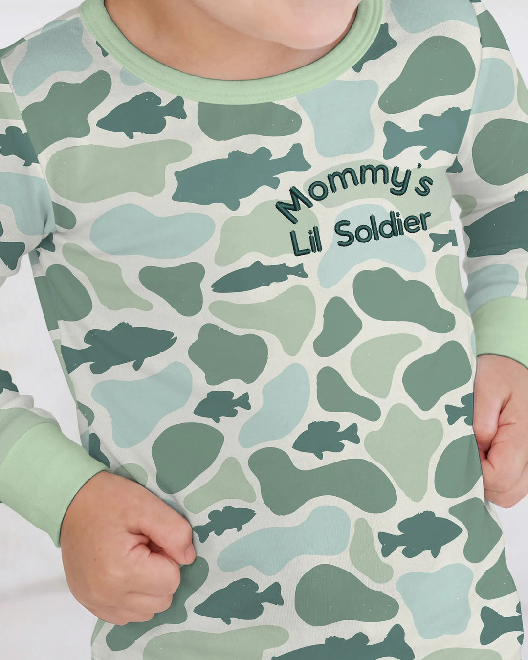 Lil Soldier Embroidered Bamboo Two Piece Long Sleeve Pajama Set