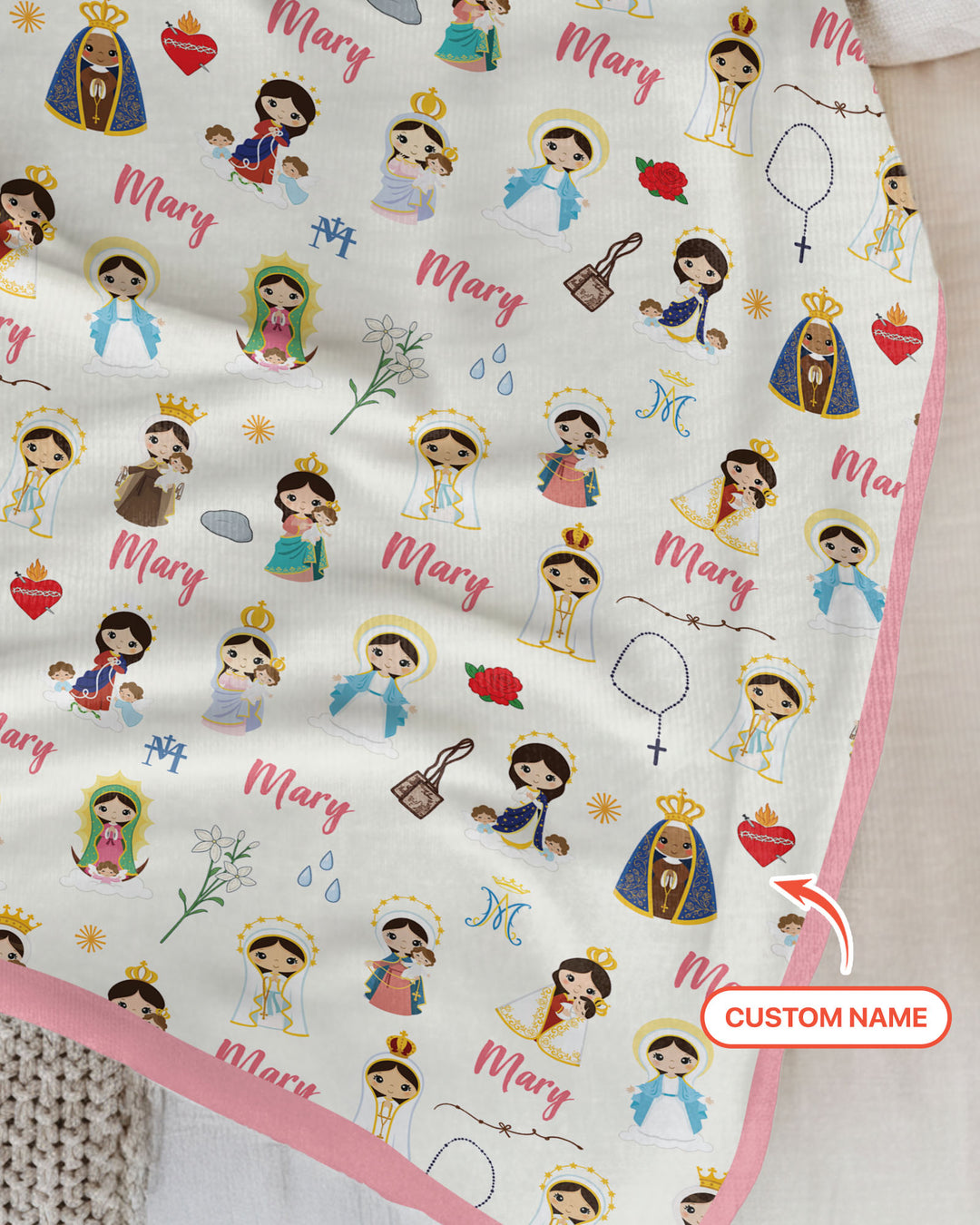 Custom Name Mother Mary Blanket