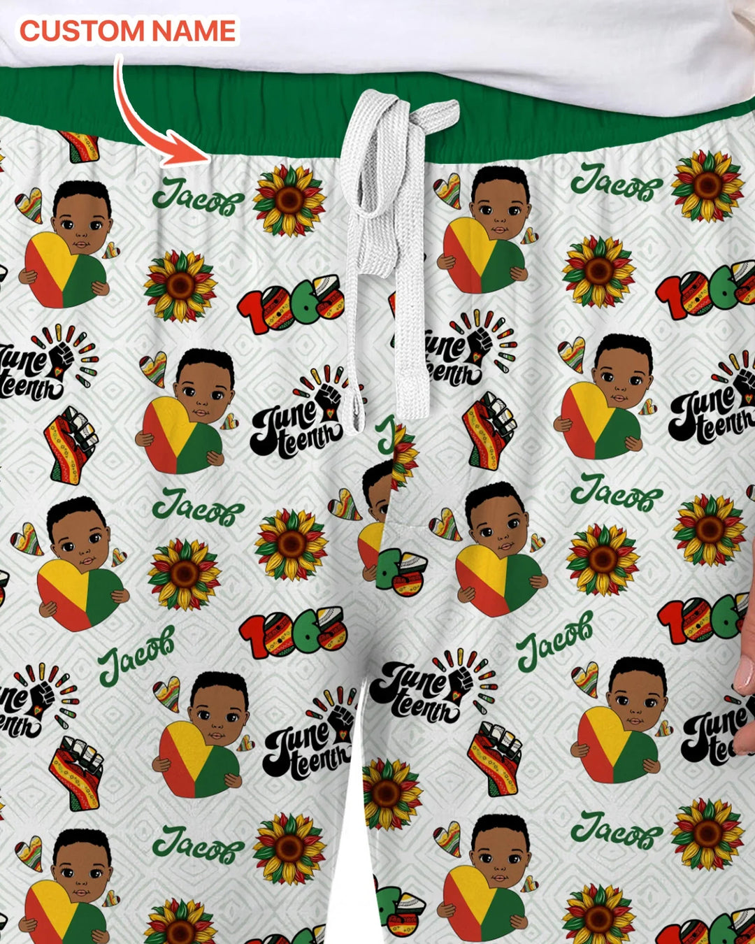 Custom Name Bloom in Freedom Men's Pajama Set