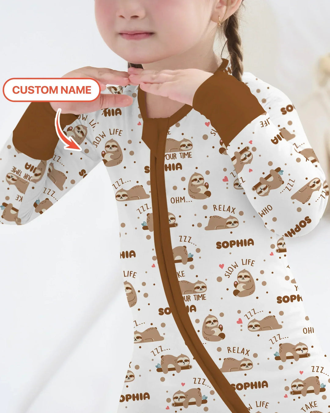 Custom Name Cute Sloth Convertible Zippy