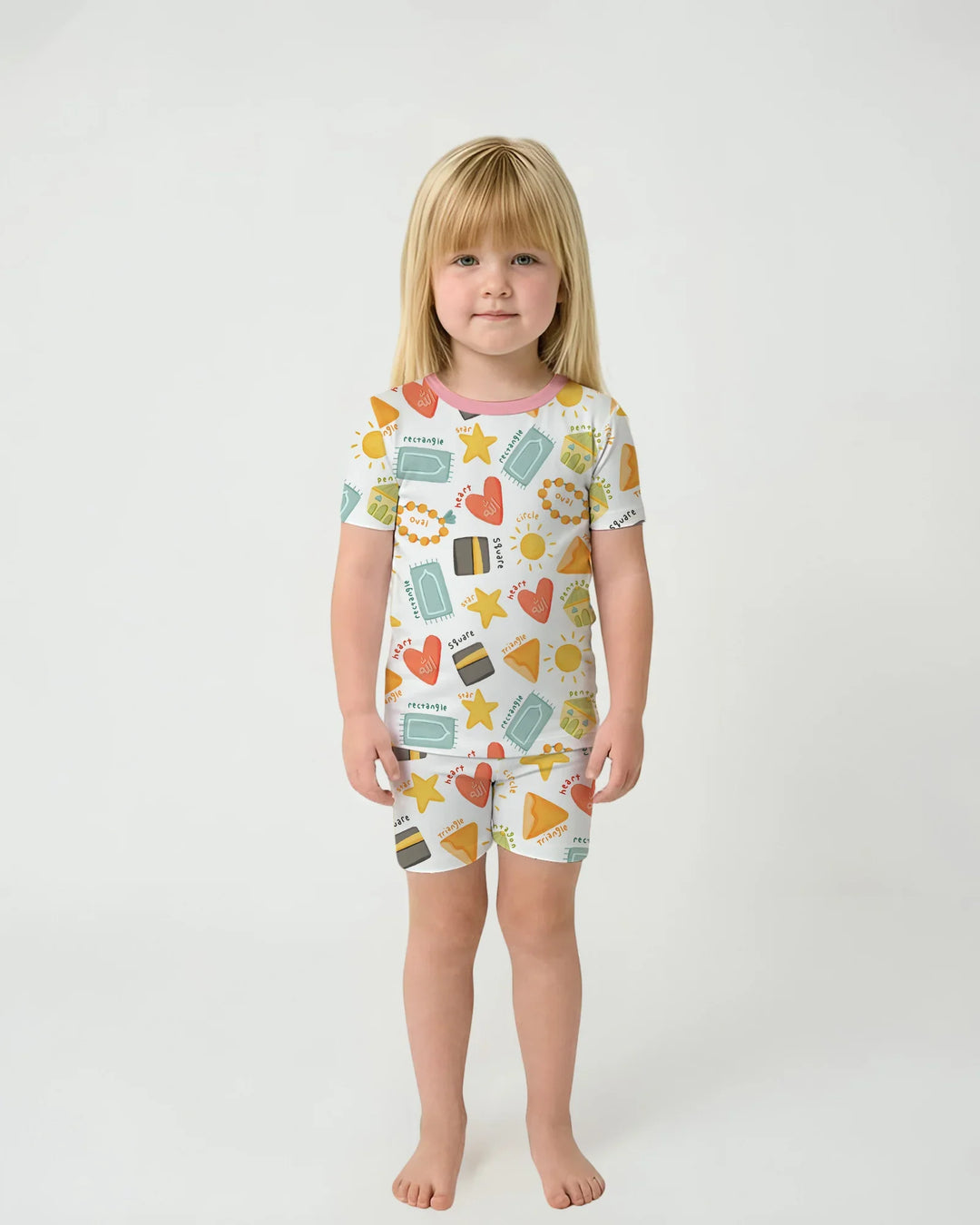 Islamic Shapes Two Piece Short Sleeve Shorts Pajama Set