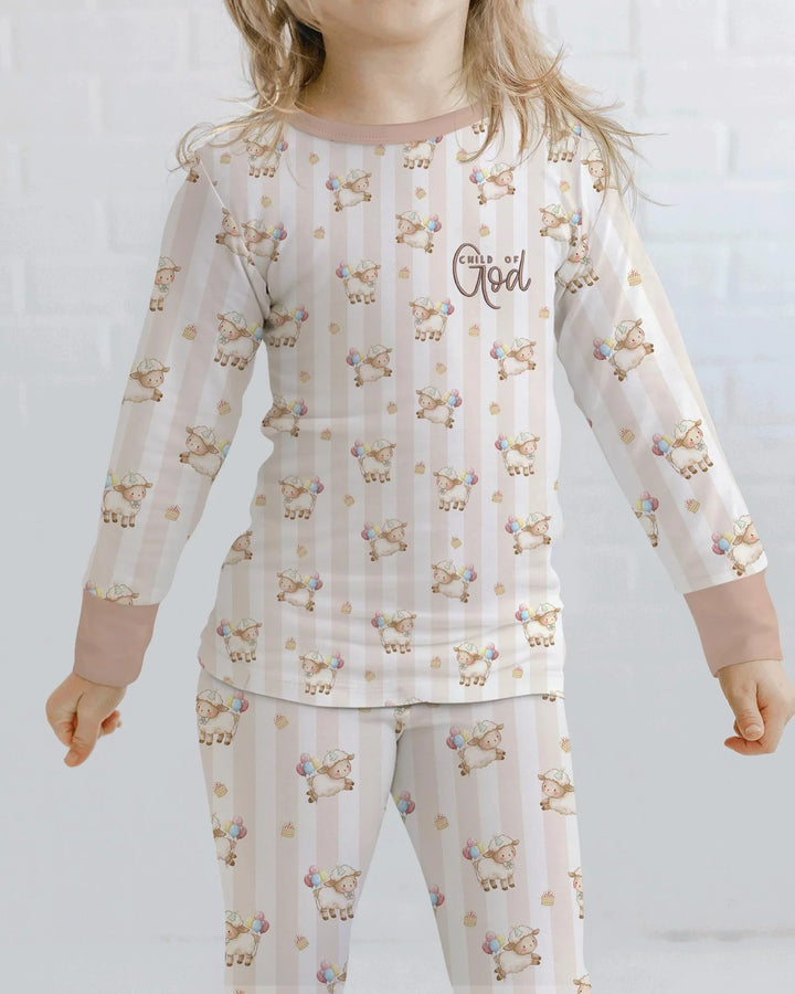 Child Of God Embroidered Baby Bamboo Two Piece Long Sleeve Pajama Set