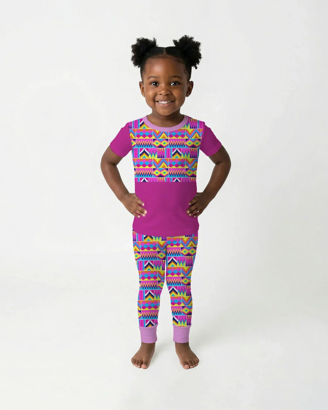 Kente Vibes Family Matching Bamboo Two Piece Short Sleeve Pajama Set