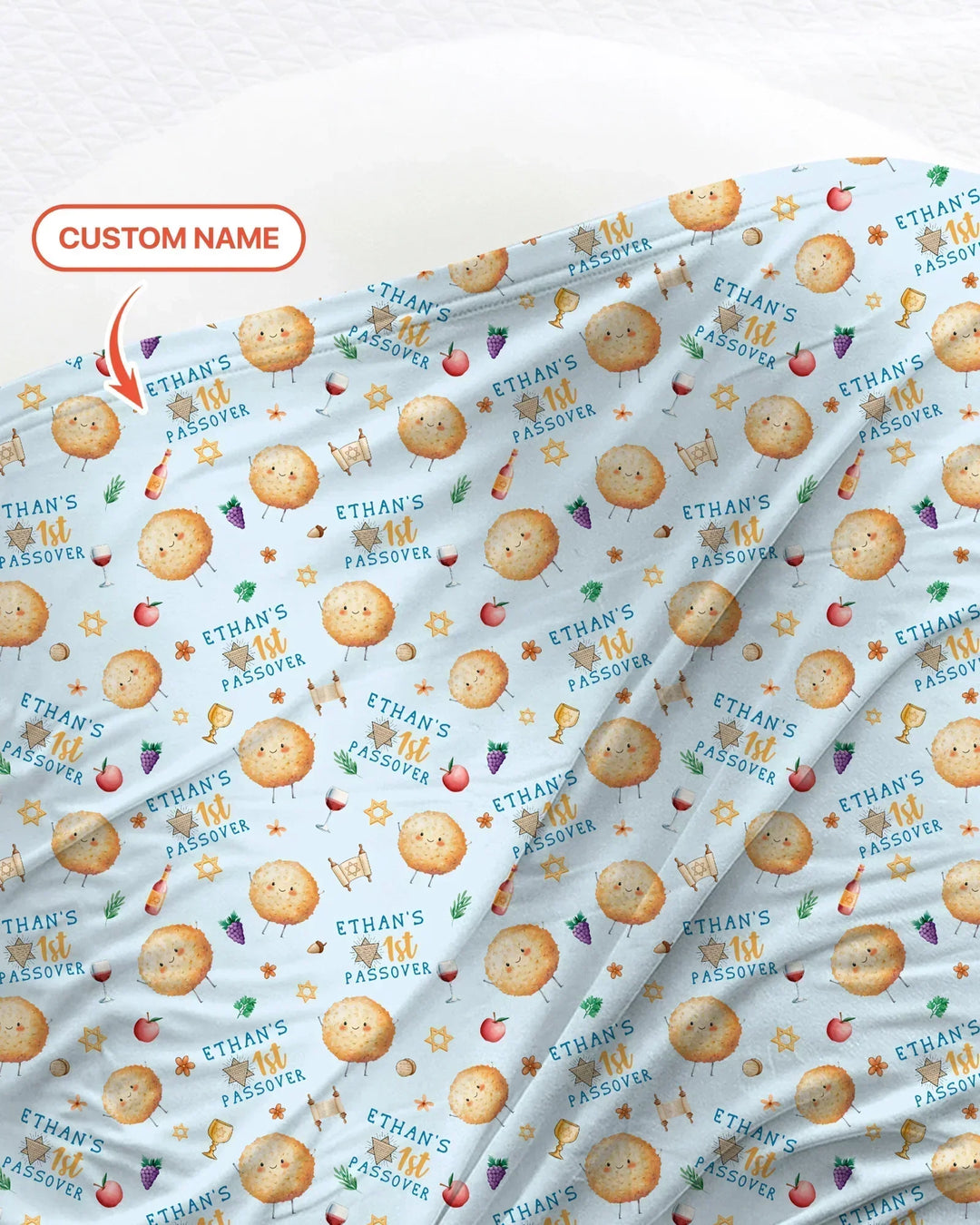 Custom Name 1st Passover swaddle blanket
