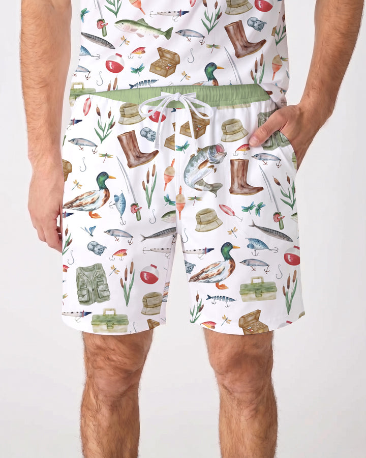 Daddy's Fishing Buddy Daddy& Me Matching Bamboo Men Short Sleeve Short Pajama Set