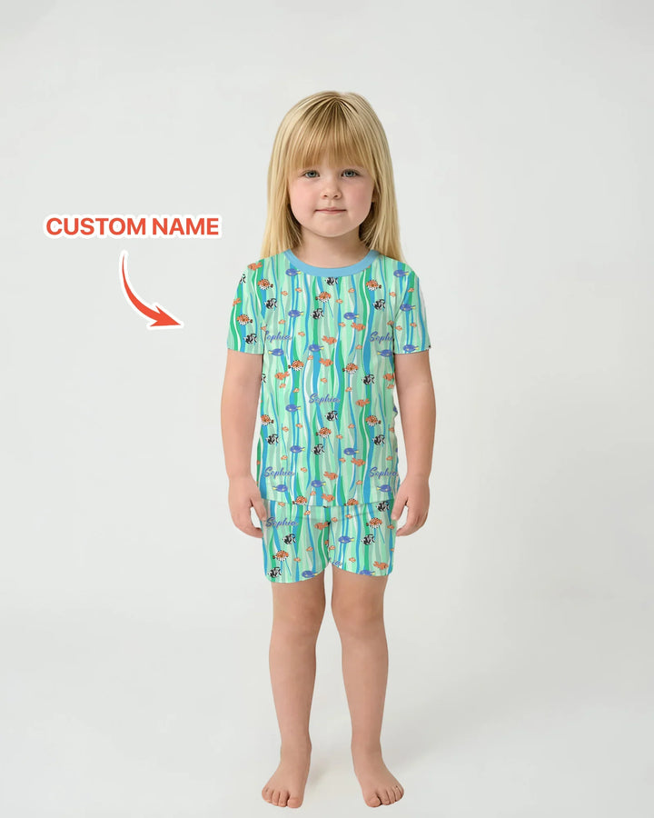 Zweiteiliges Pyjama-Set mit kurzen Ärmeln und Shorts im Sommer-Design