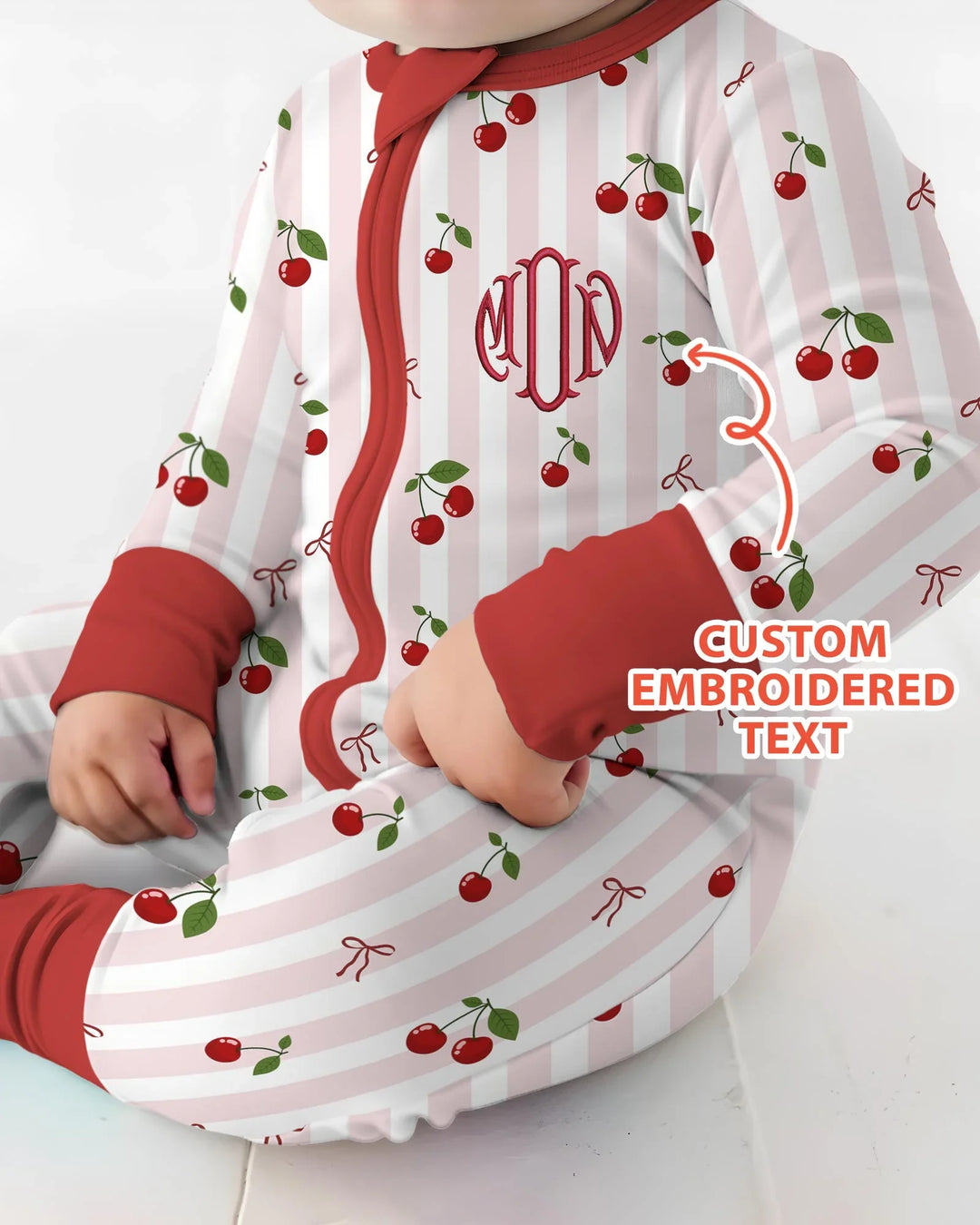Personalized Embroidered Monogram Letter Cherry Bamboo Convertible Zippy