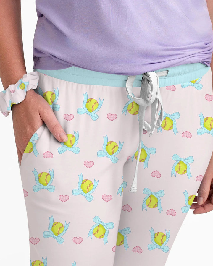 Softbal Coquette Schleifen Damen Schlafanzug Set