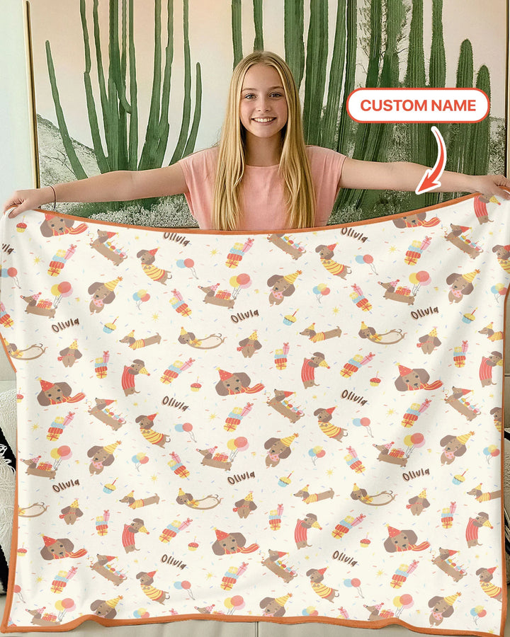 Dachshund Birthday Bamboo Blanket