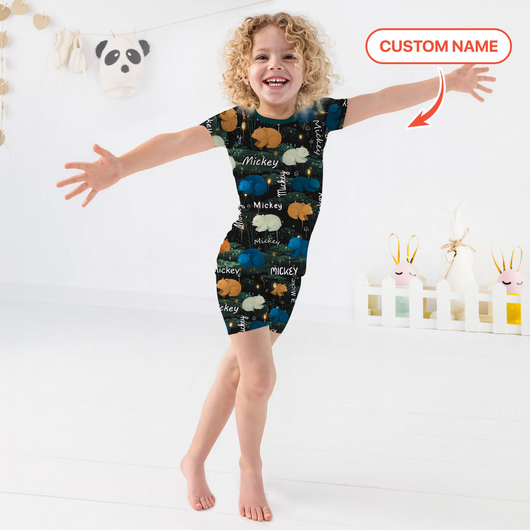 Zweiteiliges Pyjama-Set mit kurzen Ärmeln und Shorts im Sommer-Design