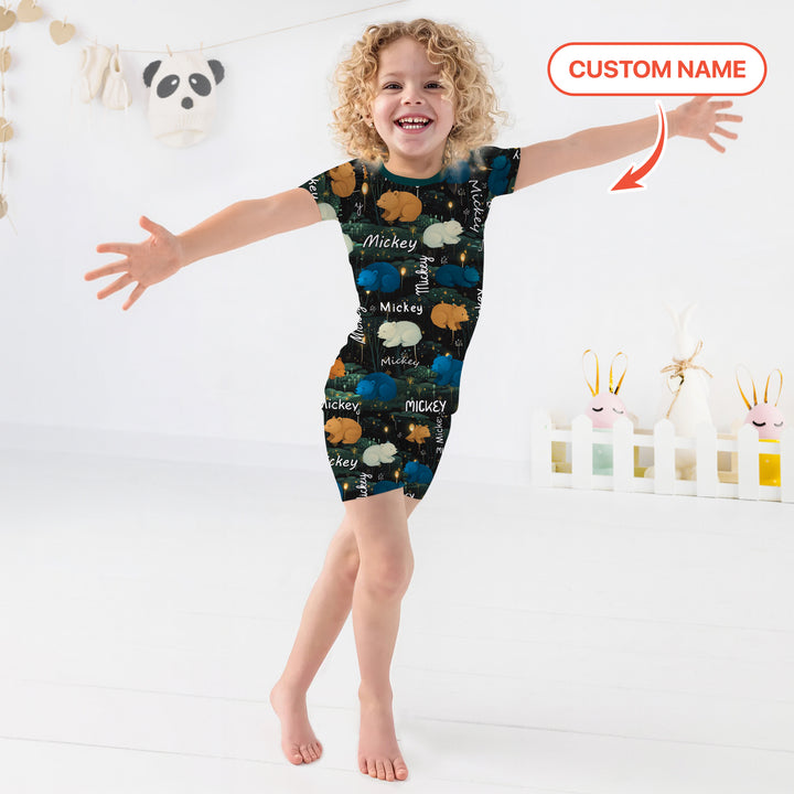 Zweiteiliges Pyjama-Set mit kurzen Ärmeln und Shorts im Sommer-Design