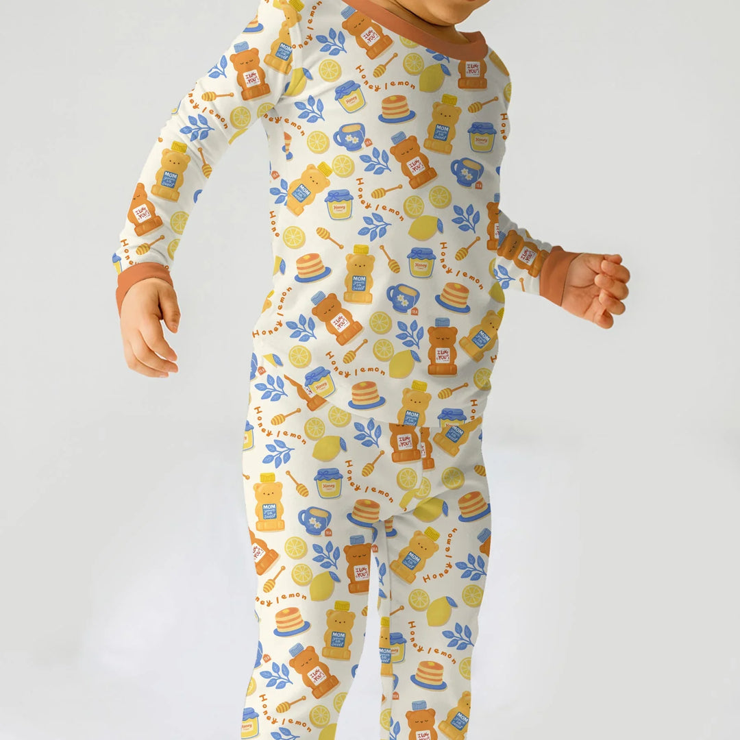 Honey Bear Bottle Two Piece Long Sleeve Pajama Set