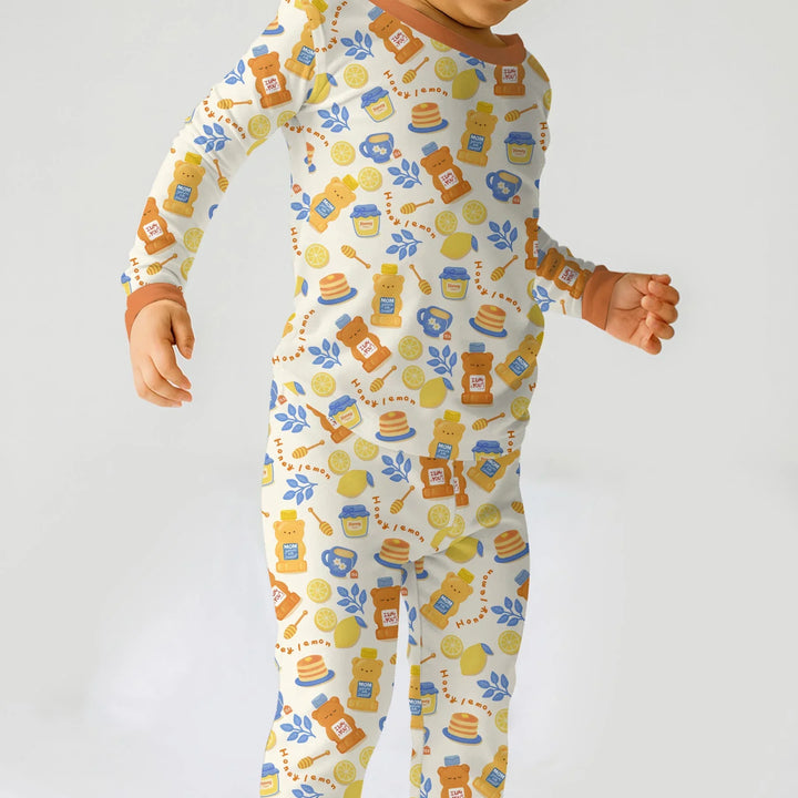 Honey Bear Bottle Two Piece Long Sleeve Pajama Set