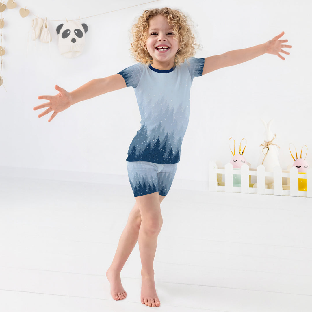 Winter Forest Two Piece Short Sleeve Shorts Pajama Set