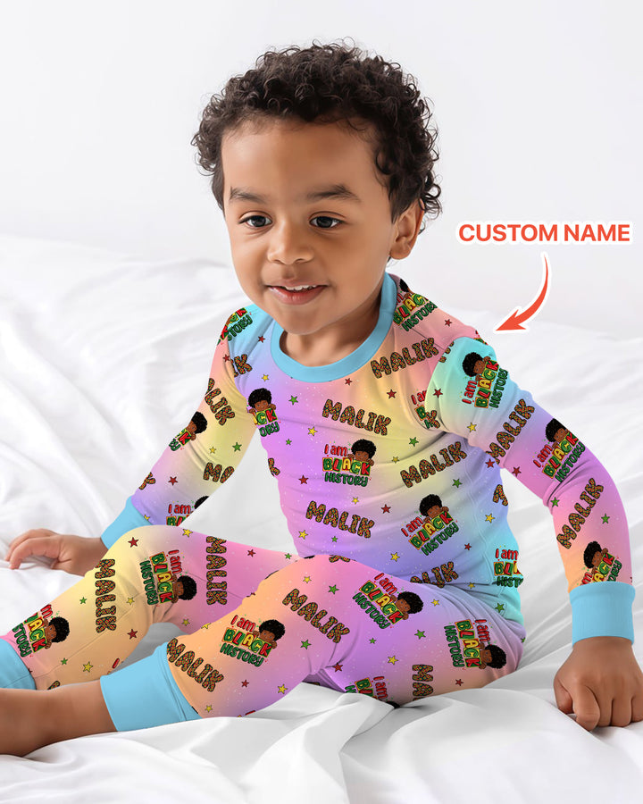Custom Name I Am Black History Custom Two Piece Long Sleeve Pajama Set