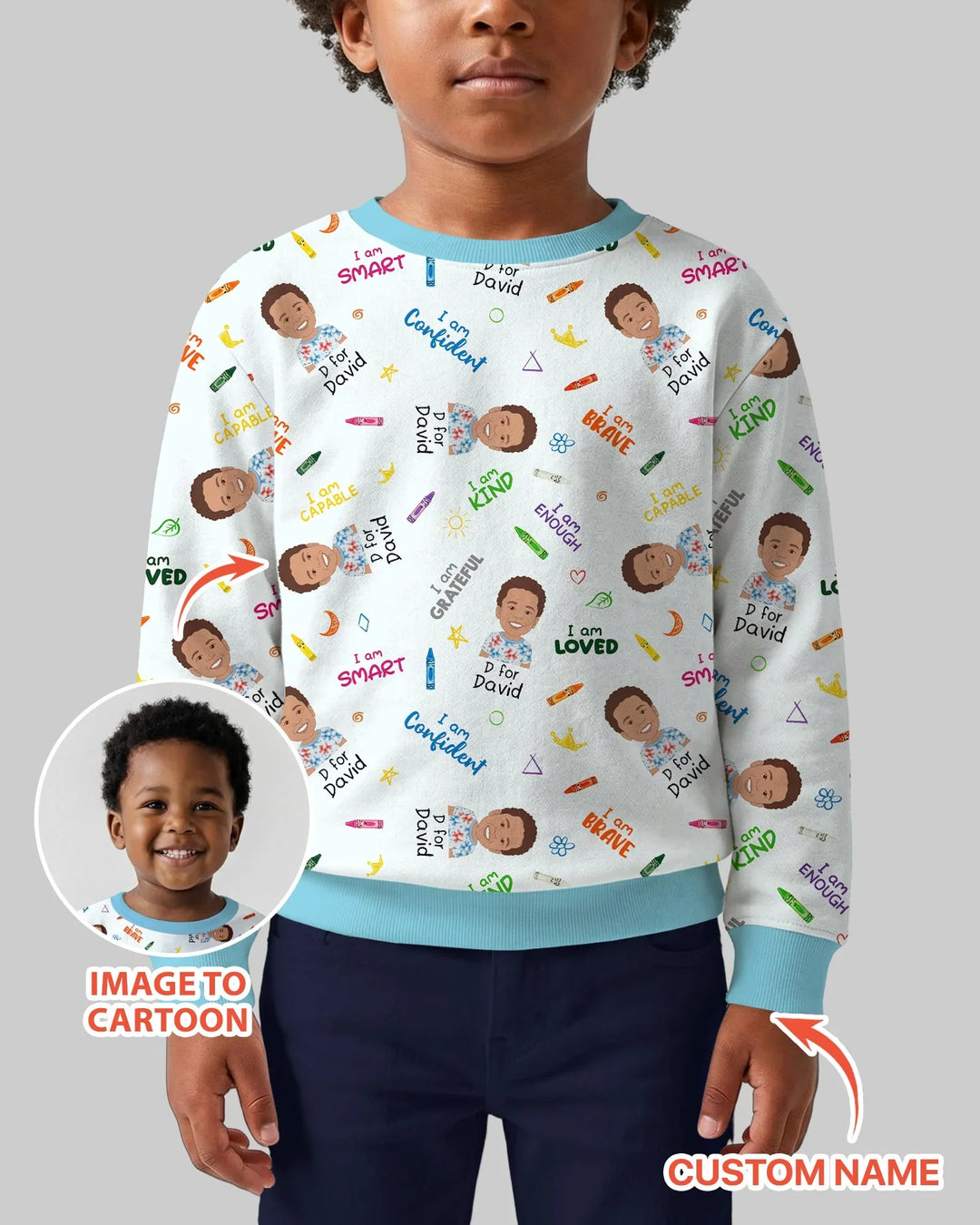 Kids Affirmations Custom  Bamboo Crewneck Sweatshirt