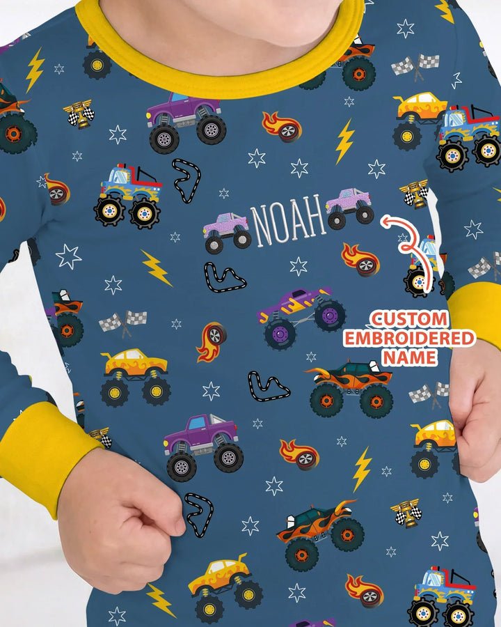 Zweiteiliges Langarm-Pyjama-Set mit Sommerfrüchten