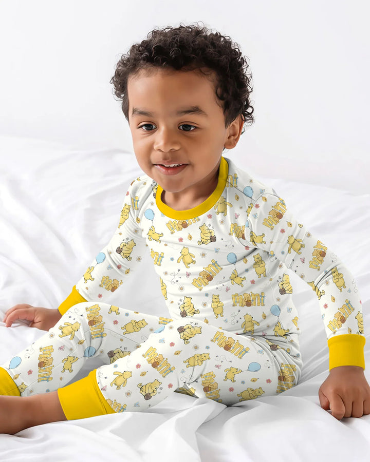 Conjunto de pijama de manga larga de dos piezas de bambú Mama & Mini Honey Bear