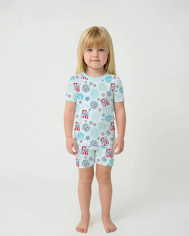 Land Of Free Family Matching Bamboo Two Piece Short Sleeve Shorts Pajama Set