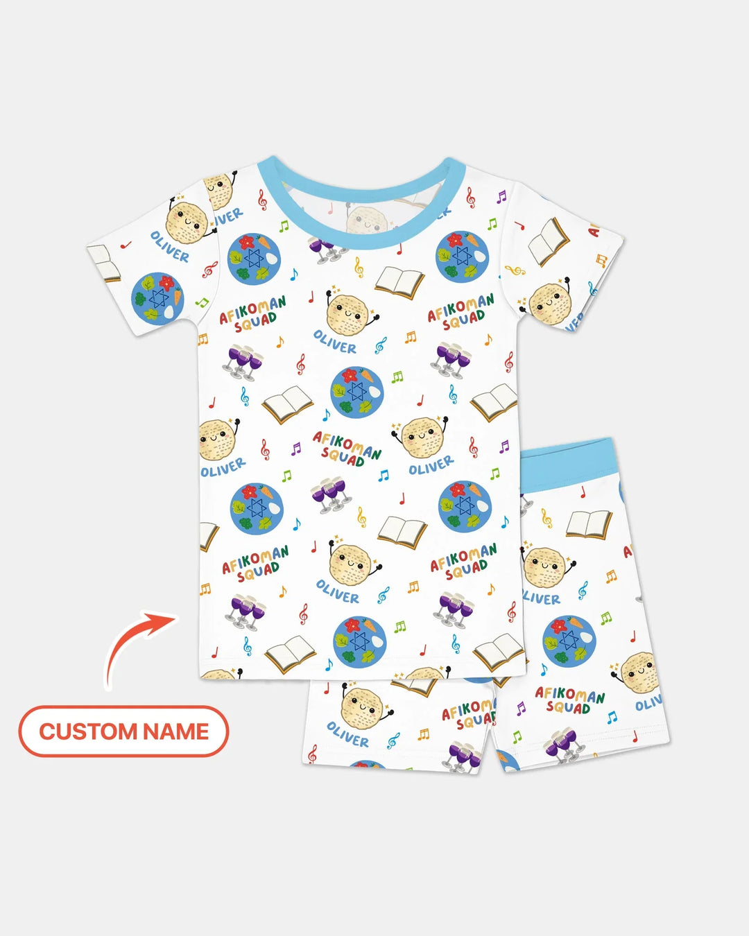 Zweiteiliges Pyjama-Set mit kurzen Ärmeln und Shorts im Sommer-Design