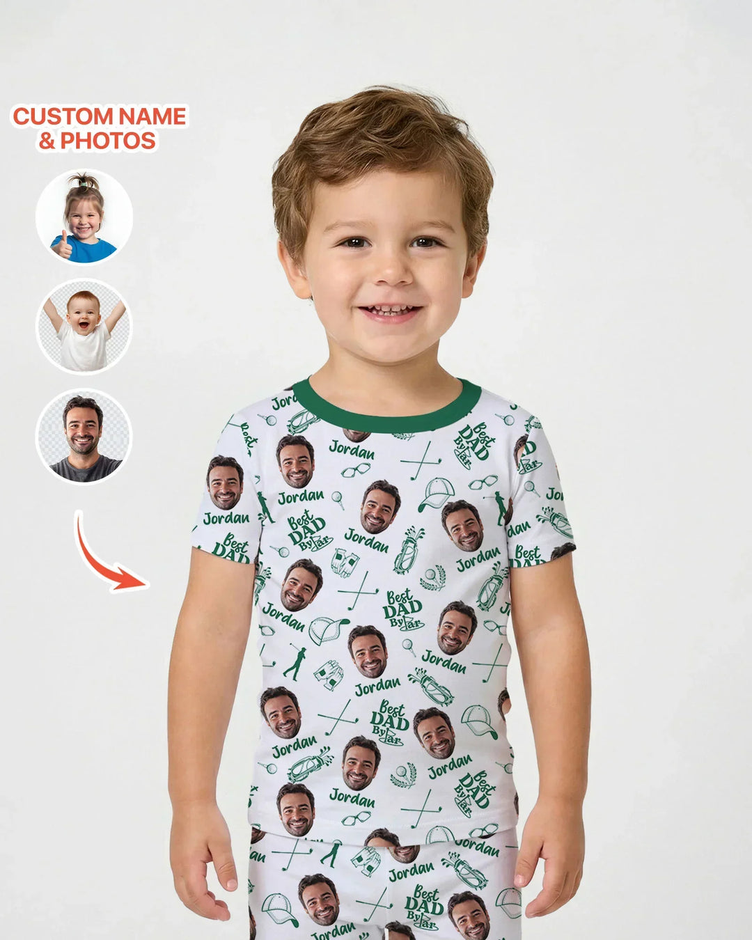 Custom Photo Best Dad By Par Bamboo Two Piece Short Sleeve Pajama Set