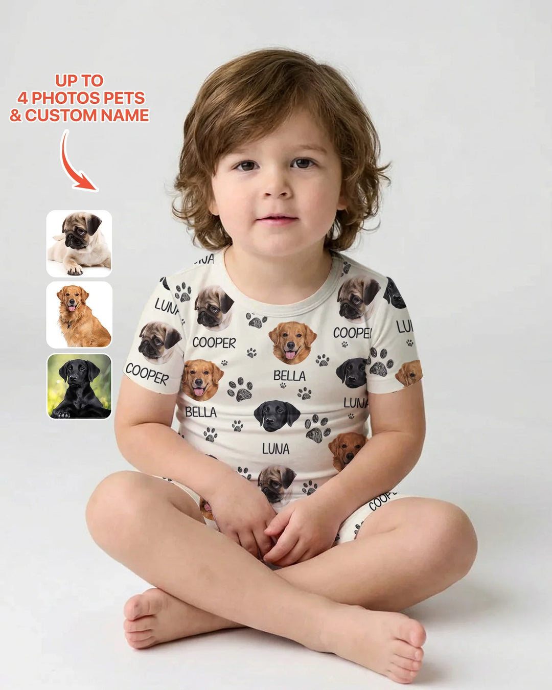 Custom Photo With Paw For Dog Lovers Bamboo Two Piece Short Sleeve Shorts Pajama Set